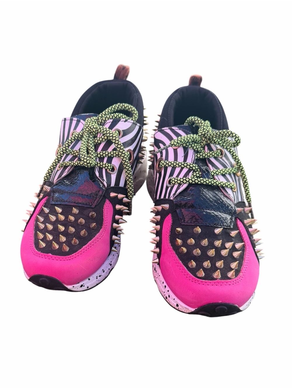 Cape Robbin Pink and Black Spike-Embellished Fashion Sneakers Size 7 - Picture 4 of 5